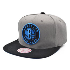 Mitchell And Ness Brooklyn Nets NEON LIGHTS Gray Black Blue Patch Snapback Hat