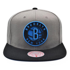Mitchell And Ness Brooklyn Nets NEON LIGHTS Gray Black Blue Patch Snapback Hat
