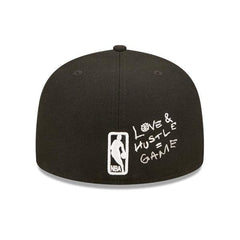 New Era Brooklyn Nets HEART LOVE HUSTLE GAME Black 59Fifty 5950 Patch Fitted Hat