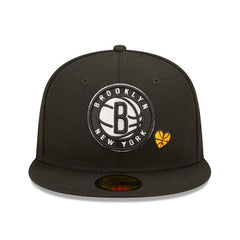 New Era Brooklyn Nets HEART LOVE HUSTLE GAME Black 59Fifty 5950 Patch Fitted Hat