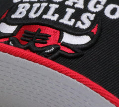 Mitchell And Ness CHICAGO BULLS NBA 75TH ANNI Black Red Gray Patch Snapback Hat