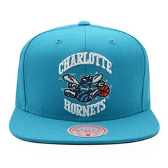 Mitchell And Ness Charlotte Hornets TEAM GROUND Teal White Green Patch Snapback