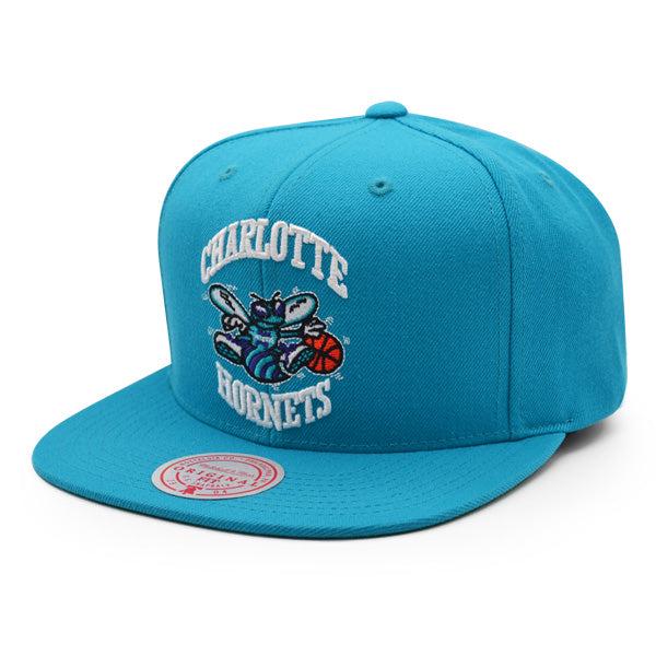 Mitchell And Ness Charlotte Hornets TEAM GROUND Teal White Green Patch Snapback