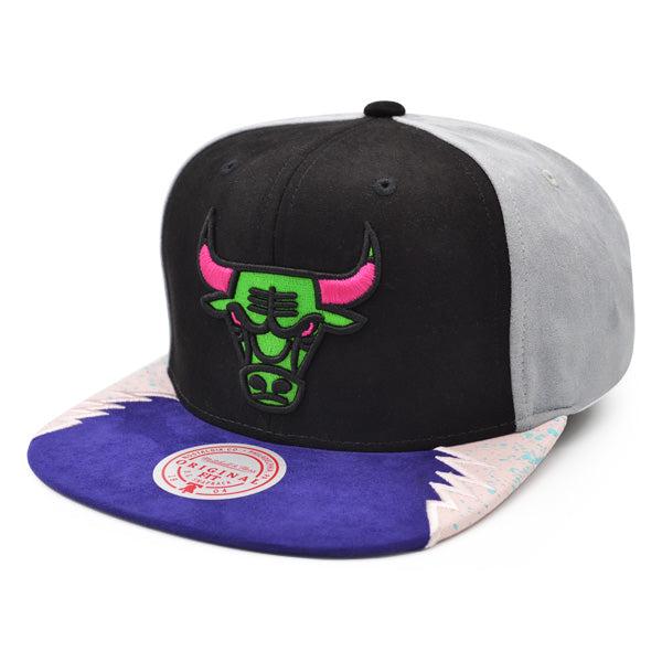 Mitchell And Ness Chicago Bulls Black Lime Gray Purple Pink Patch Snapback Hat