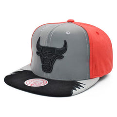 Mitchell And Ness Chicago Bulls Reflective Gray Black White Peach Patch Snapback