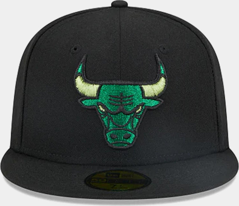 New Era Chicago Bulls Metallic Pop Black Green White 59Fifty 5950 Patch Fitted