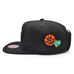 Mitchell And Ness Chicago Bulls CITY LOVE Black Red White Patch Snapback Cap Hat