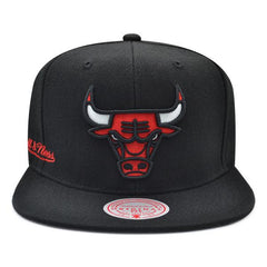 Mitchell And Ness Chicago Bulls CITY LOVE Black Red White Patch Snapback Cap Hat