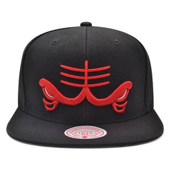 Mitchell And Ness Chicago Bulls LOGO REMIX Black Red Gray Patch Snapback Cap Hat