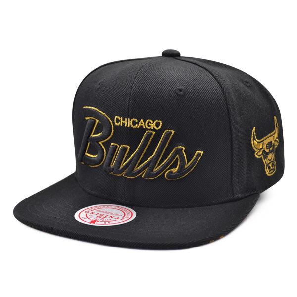 Mitchell And Ness Chicago Bulls BHM Script Black Metallic Gold Patch Snapback