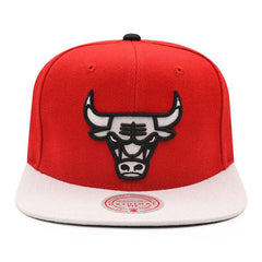 Mitchell And Ness Chicago Bulls CARDINAL Red White Black Patch Snapback Cap Hat