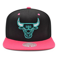 Mitchell And Ness Chicago Bulls MIAMI VICE Black Teal Pink Gray Patch Snapback