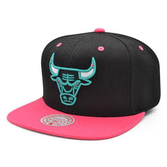 Mitchell And Ness Chicago Bulls MIAMI VICE Black Teal Pink Gray Patch Snapback