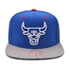 Mitchell And Ness Chicago Bulls NBA CONCRETE EDGE Royal Gray Red Patch Snapback