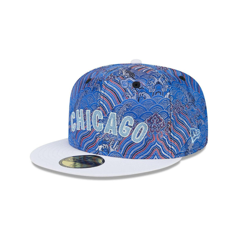 New Era Chicago Cubs Jacquard Crown White Gray 59Fifty 5950 Patch Fitted Cap Hat