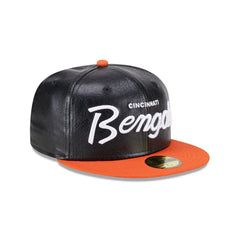 New Era Cincinnati Bengals Faux Leather Black Orange Green 59Fifty 5950 Fitted
