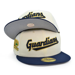 New Era Cleveland Guardians Indians Gray Navy Blue 59Fifty 5950 Patch Fitted Hat