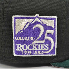 New Era Colorado Rockies 25th Anni Black Green Pink 59Fifty 5950 Patch Fitted