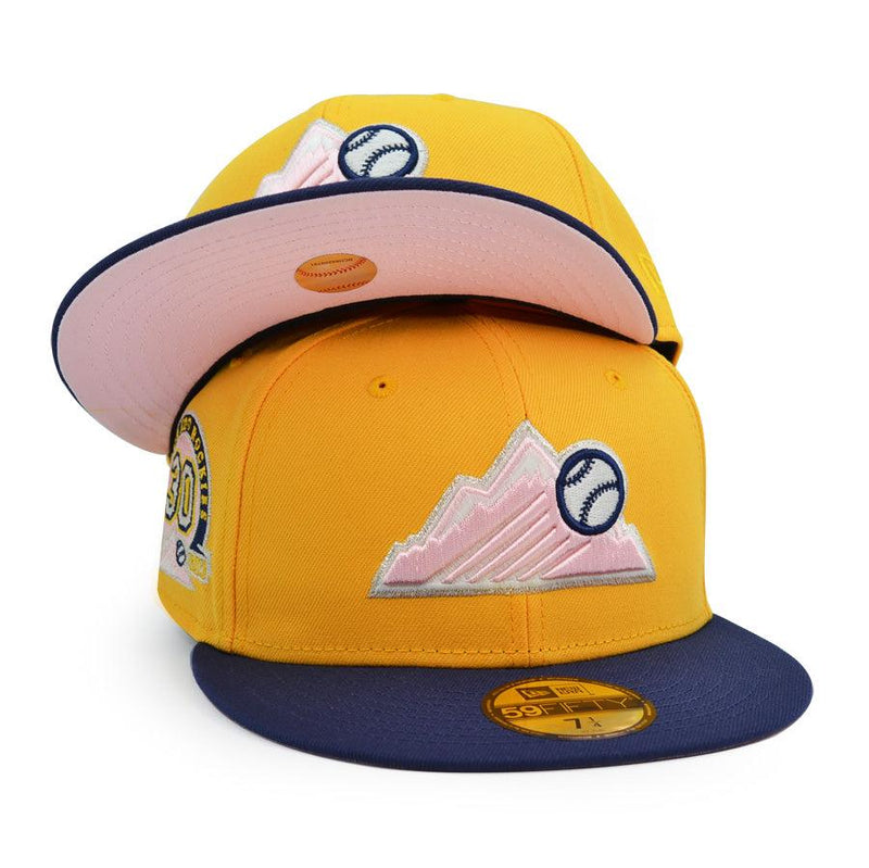New Era Colorado Rockies 30th Anni Gold Blue Pink 59Fifty 5950 Patch Fitted Hat