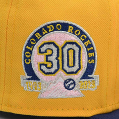 New Era Colorado Rockies 30th Anni Gold Blue Pink 59Fifty 5950 Patch Fitted Hat