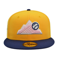 New Era Colorado Rockies 30th Anni Gold Blue Pink 59Fifty 5950 Patch Fitted Hat