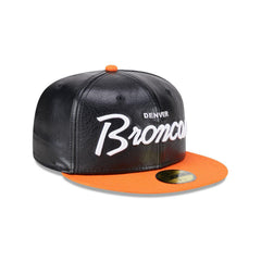 New Era Denver Broncos Faux Leather Crown Black Orange Green 59Fifty 5950 Fitted