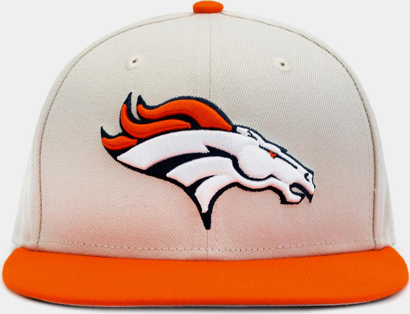 New Era Denver Broncos World Class Beige White Yellow 59Fifty 5950 Patch Fitted