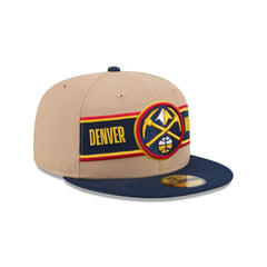 New Era Denver Nuggets '24 Draft Beige Navy Gray 59Fifty 5950 Patch Fitted Hat