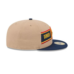 New Era Denver Nuggets '24 Draft Beige Navy Gray 59Fifty 5950 Patch Fitted Hat