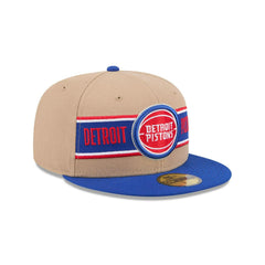 New Era Detroit Pistons '24 Draft Beige Blue Gray 59Fifty 5950 Patch Fitted Hat