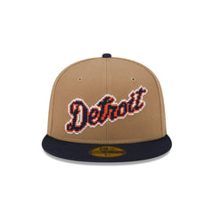 New Era Detroit Tigers Brown Navy Blue Gray 59Fifty 5950 Patch Fitted Cap Hat