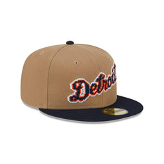 New Era Detroit Tigers Brown Navy Blue Gray 59Fifty 5950 Patch Fitted Cap Hat