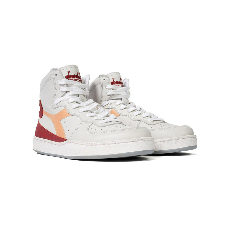 Diadora Heritage Mi Basket Used High White Peach Nougat Red Orange C9593 Sneaker