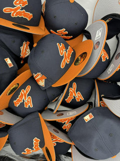 New Era Los Houston Astros Fight Orange Grey White 59Fifty 5950 Patch Fitted Cap