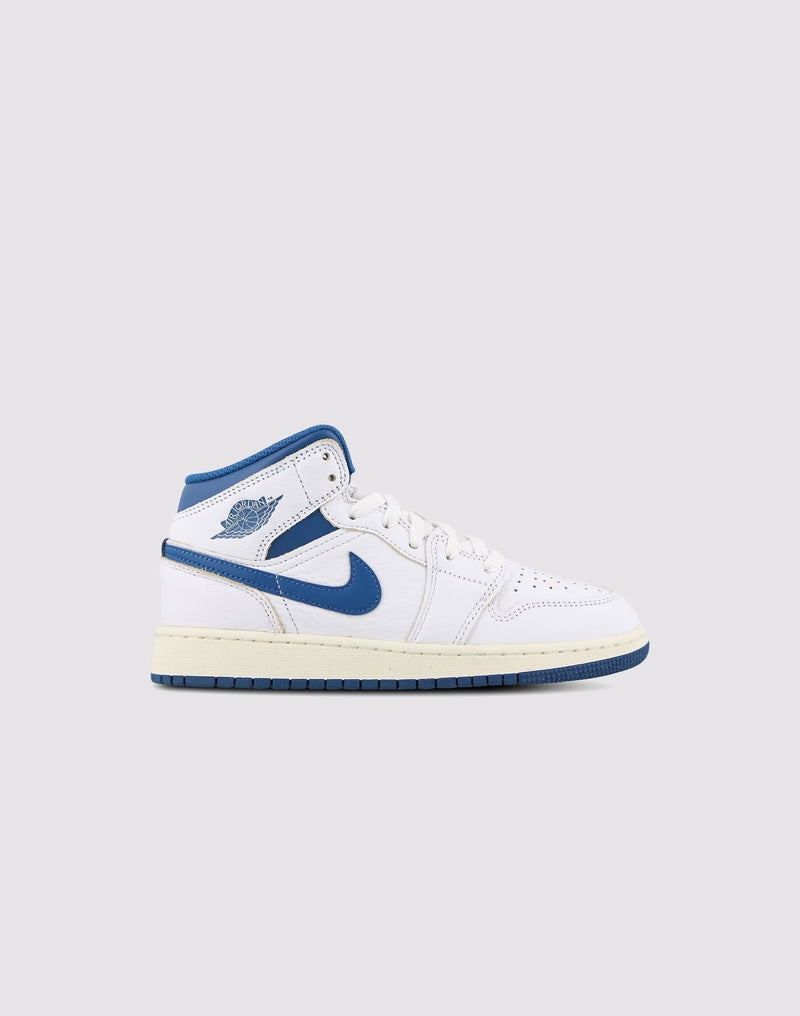 Kids Nike Air Jordan 1 Mid SE GS Blue White FN7432-141 Sneaker Shoe Trainer