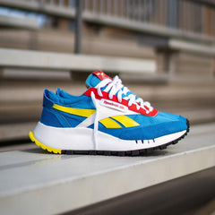 Kids Reebok CL Legacy Dynamic GS Blue Yellow Red White Shoe Sneaker Trainer