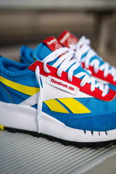 Kids Reebok CL Legacy Dynamic GS Blue Yellow Red White Shoe Sneaker Trainer