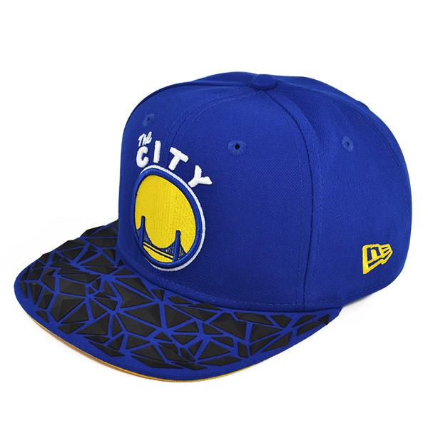New Era Golden State Warriors LEATHER RIP White Yellow Black 9Fifty 950 Snapback
