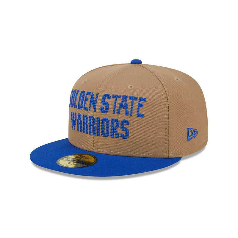 New Era Golden State Warriors Brown Blue Gray 59Fifty 5950 Patch Fitted Cap Hat