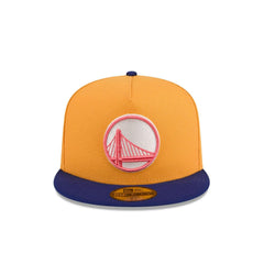 New Era Golden State Warriors Gold Blue Gray 59Fifty 5950 Patch Fitted Cap Hat