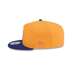 New Era Golden State Warriors Gold Blue Gray 59Fifty 5950 Patch Fitted Cap Hat