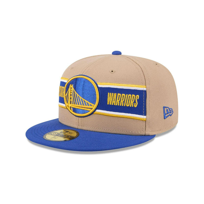 New Era Golden State Warriors '24 Draft Beige Blue Gray 59Fifty 5950 Fitted Hat