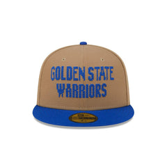 New Era Golden State Warriors Brown Blue Gray 59Fifty 5950 Patch Fitted Cap Hat