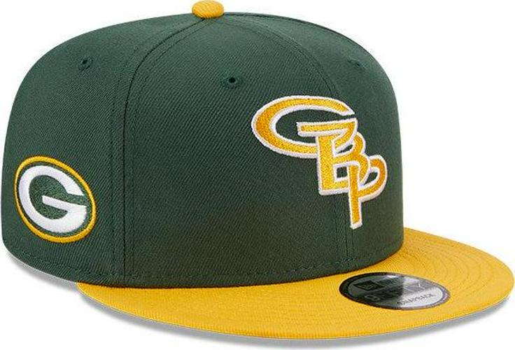 New Era Green Bay Packers Yellow Gray White 9Fifty 950 Patch Snapback Cap Hat
