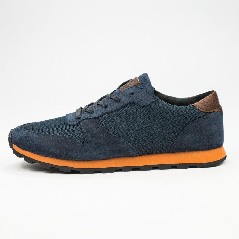 Clae Hayward Deep Navy Blue Orange Brown Nude Beige Waxed Sneaker Shoe Trainer
