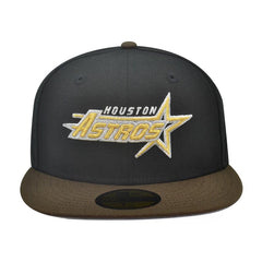 New Era Houston Astros 35 YRS Black Brown Wood Yellow 59Fifty 5950 Patch Fitted