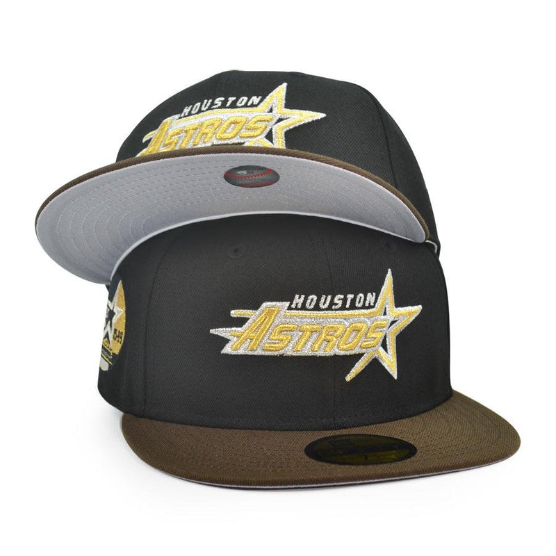 New Era Houston Astros 35 YRS Black Brown Wood Yellow 59Fifty 5950 Patch Fitted