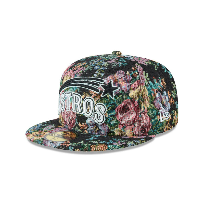 New Era Houston Astros Floral Jacquard Black Gray 59Fifty 5950 Patch Fitted Hat
