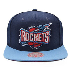 Mitchell And Ness Houston Rockets CLASSIC Navy Sky Blue Red Patch Snapback Hat
