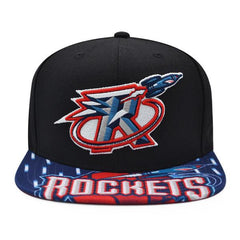 Mitchell And Ness Houston Rockets SWINGMAN POP Black Blue Red Patch Snapback Hat